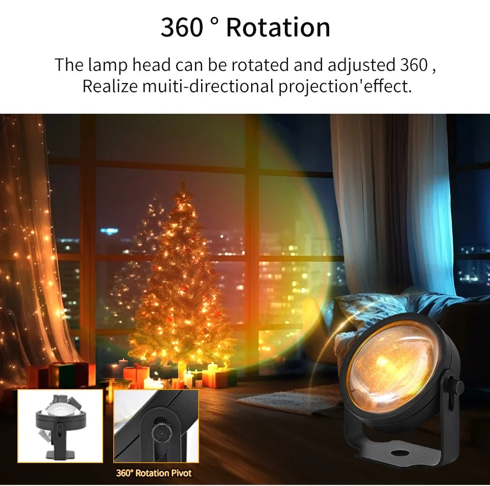 Tuya RGB Sunset Lamp Projector Night Light Home Decor Rainbow Atmosphere Lights Smartlight APP Control Photography Neon Lights