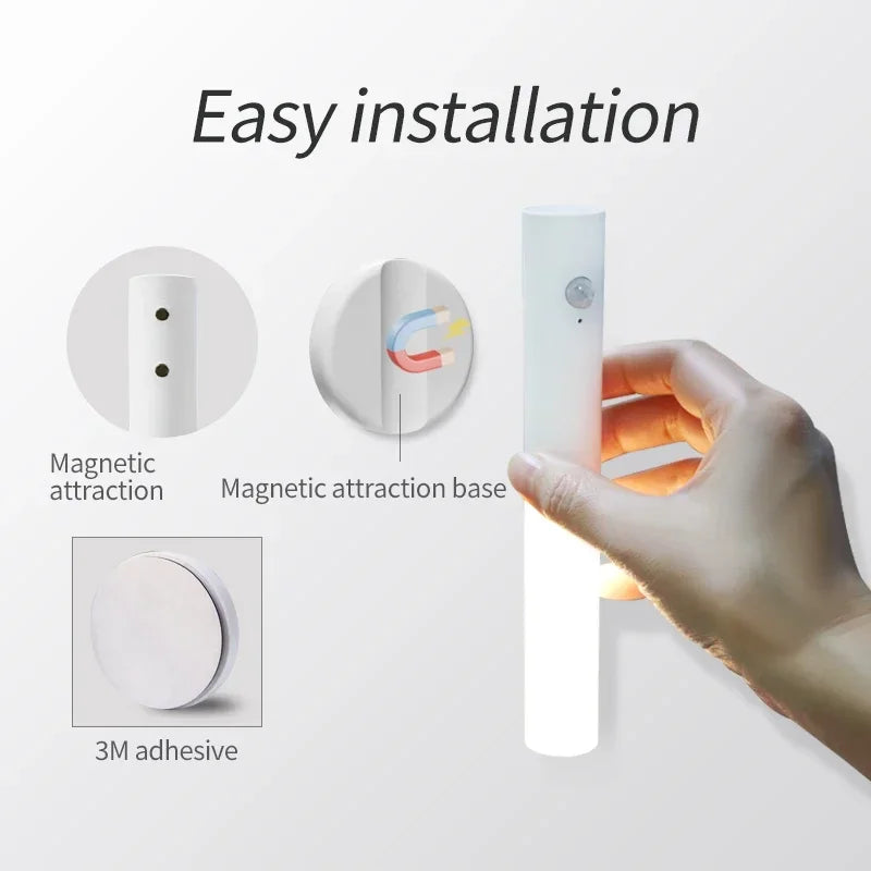 Intelligent Human Body Induction Night Light LED Rechargeable Magnetic Wall Lamp Portable Bedroom Corridor Cabinet Lighting