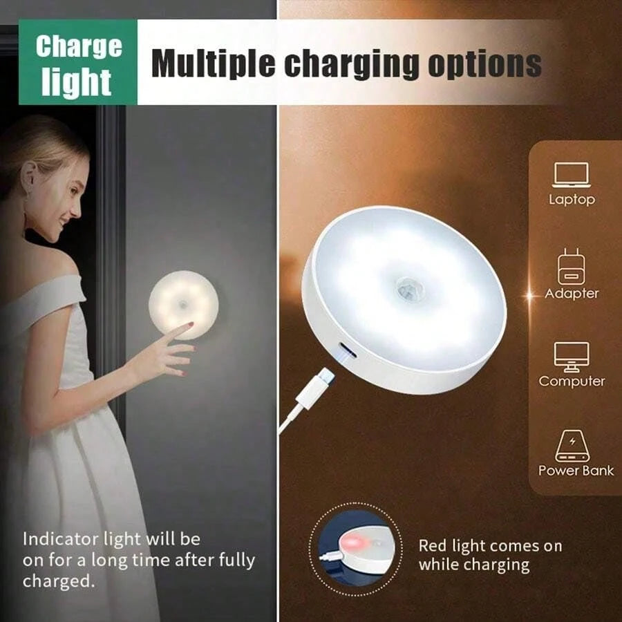 Rechargeable Motion Sensor Night Light,LED Closet Light,Auto-On Wall Lamp,Kitchen,Bedroom,Bathroom,Hallway,Stairs,Drawer,USB