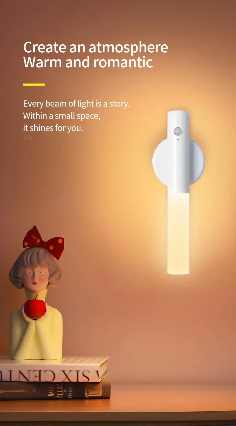 Intelligent Human Body Induction Night Light LED Rechargeable Magnetic Wall Lamp Portable Bedroom Corridor Cabinet Lighting
