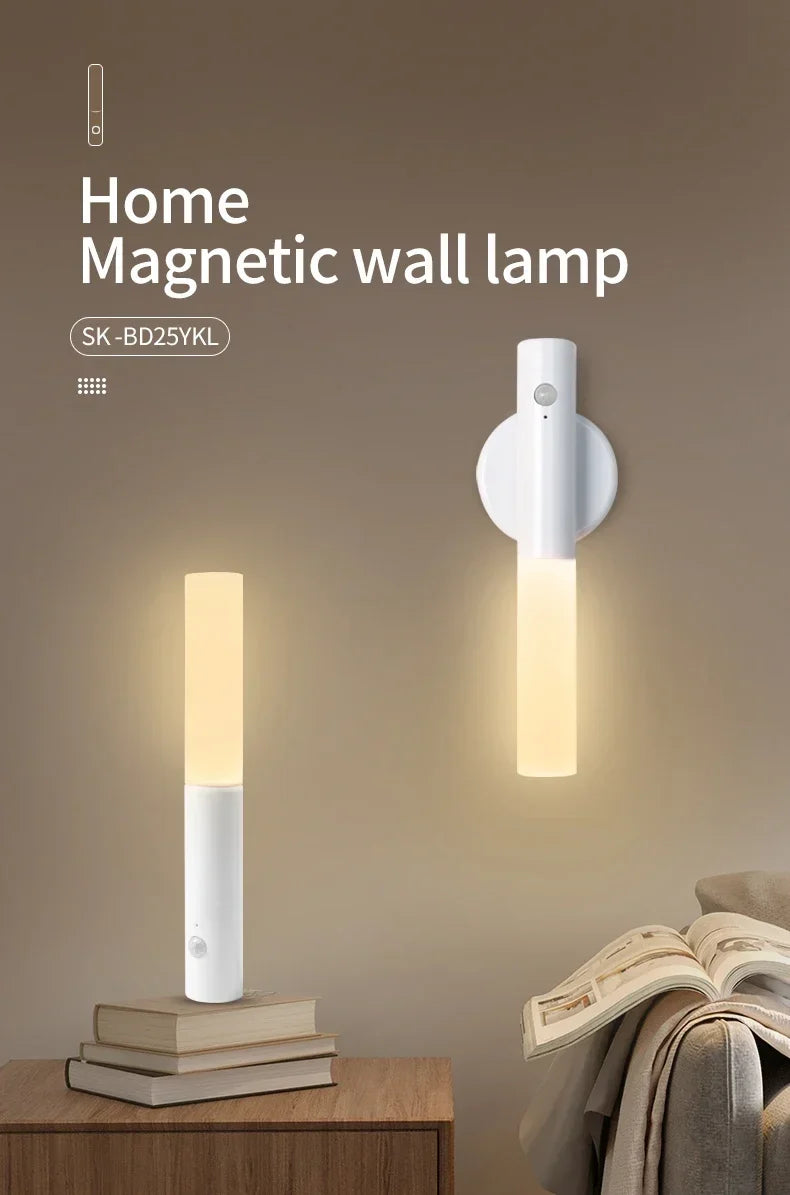 Intelligent Human Body Induction Night Light LED Rechargeable Magnetic Wall Lamp Portable Bedroom Corridor Cabinet Lighting