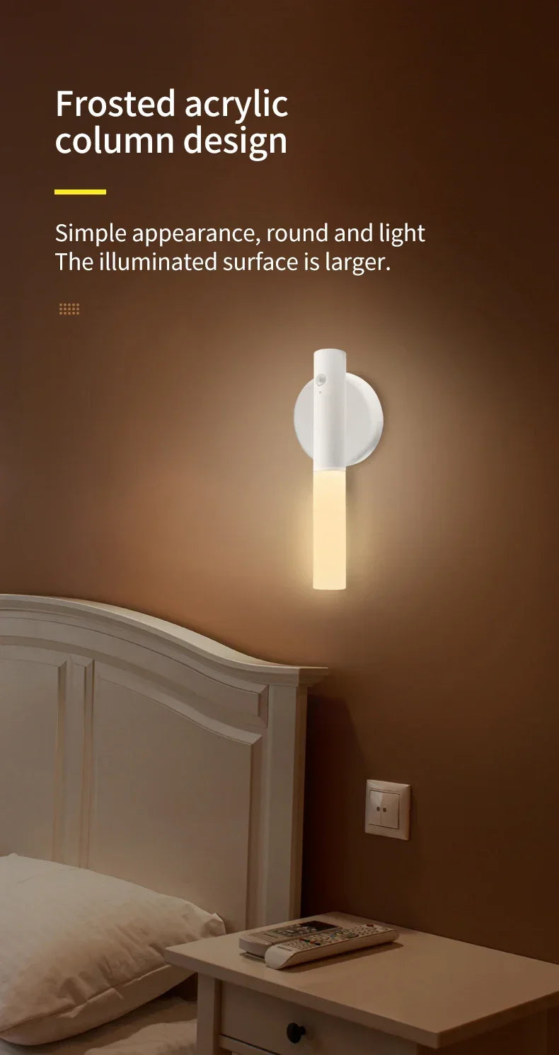 Intelligent Human Body Induction Night Light LED Rechargeable Magnetic Wall Lamp Portable Bedroom Corridor Cabinet Lighting
