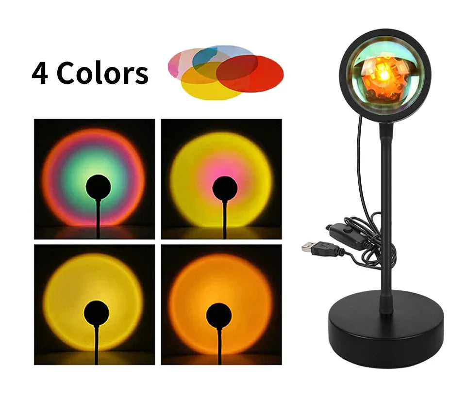 Tuya RGB Sunset Lamp Projector Night Light Home Decor Rainbow Atmosphere Lights Smartlight APP Control Photography Neon Lights