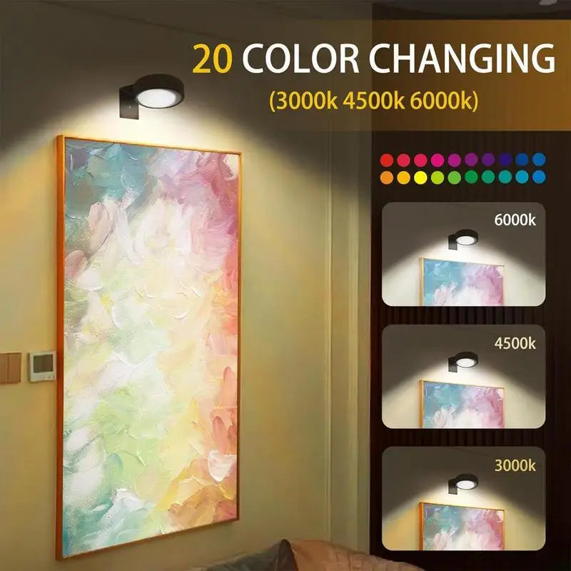 3 Pack Remote Control Wall Painting Light Adjustable Battery Powered Painting Lamp Dimmable Timer Art Display Novelty Lamp