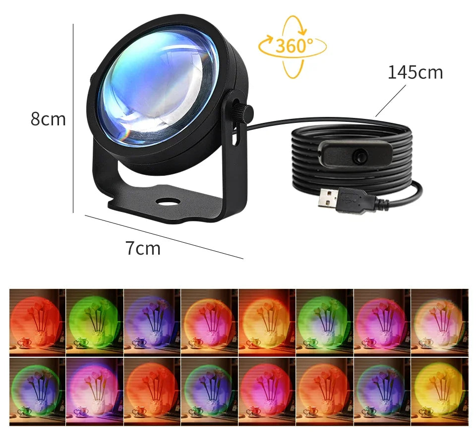 Tuya RGB Sunset Lamp Projector Night Light Home Decor Rainbow Atmosphere Lights Smartlight APP Control Photography Neon Lights