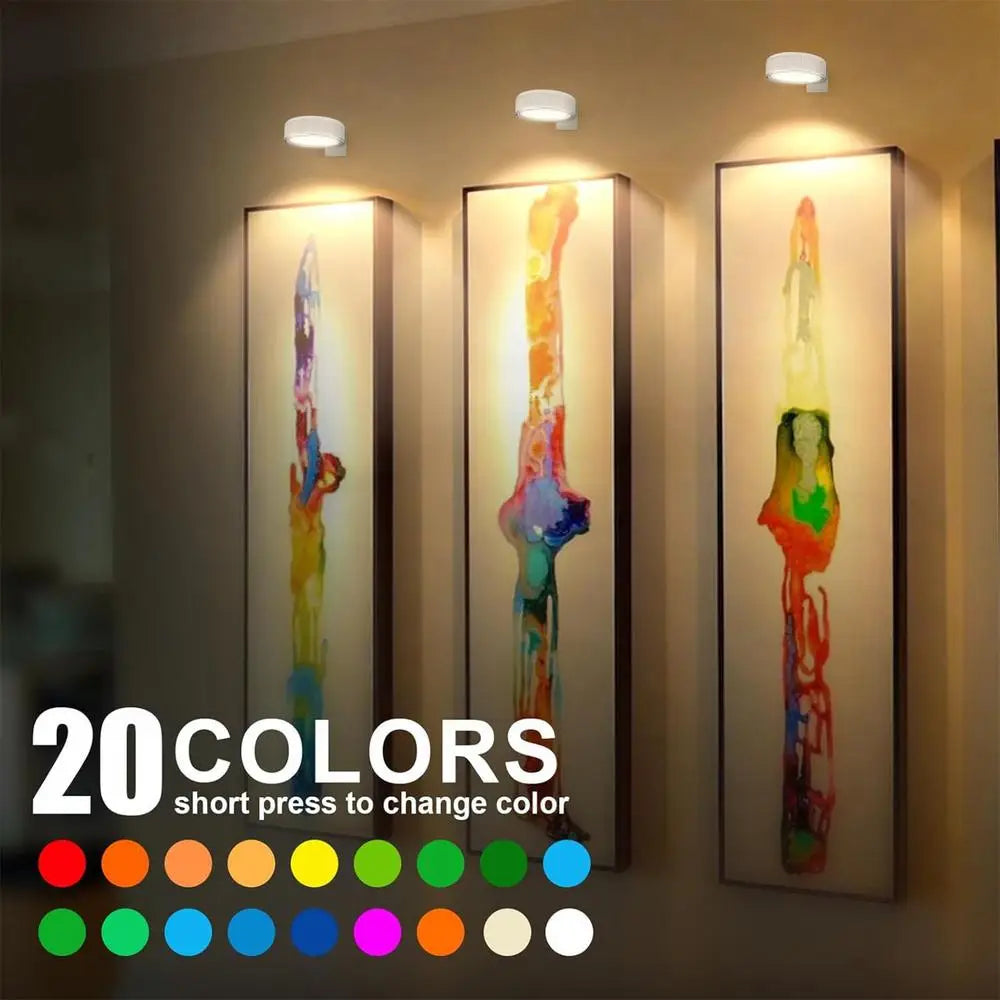 3 Pack Remote Control Wall Painting Light Adjustable Battery Powered Painting Lamp Dimmable Timer Art Display Novelty Lamp